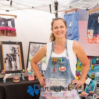 Art in the Park 2021 artist with apparel and photography