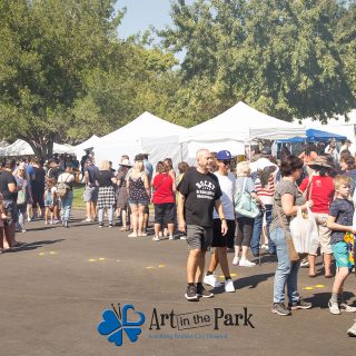 Art in the Park 2021 crowd and tents