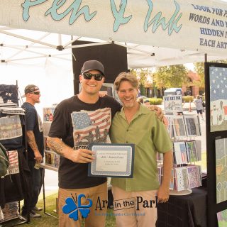 Art in the Park 2021 pen & Ink artist with featured artist certificate