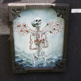 skeleton with roses painting