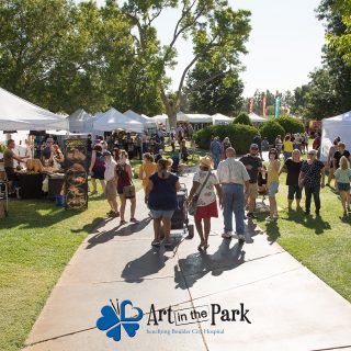 Art in the Park 2021 crowd walking through booths