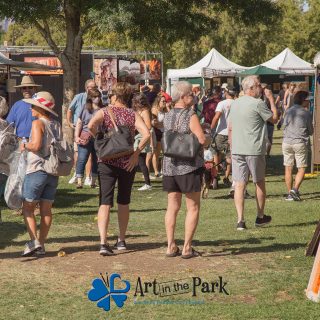 Art in the Park 2021 crowd viewing booths