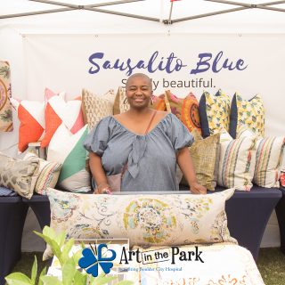 Art in the Park 2021 sausalito blue woman with pillows